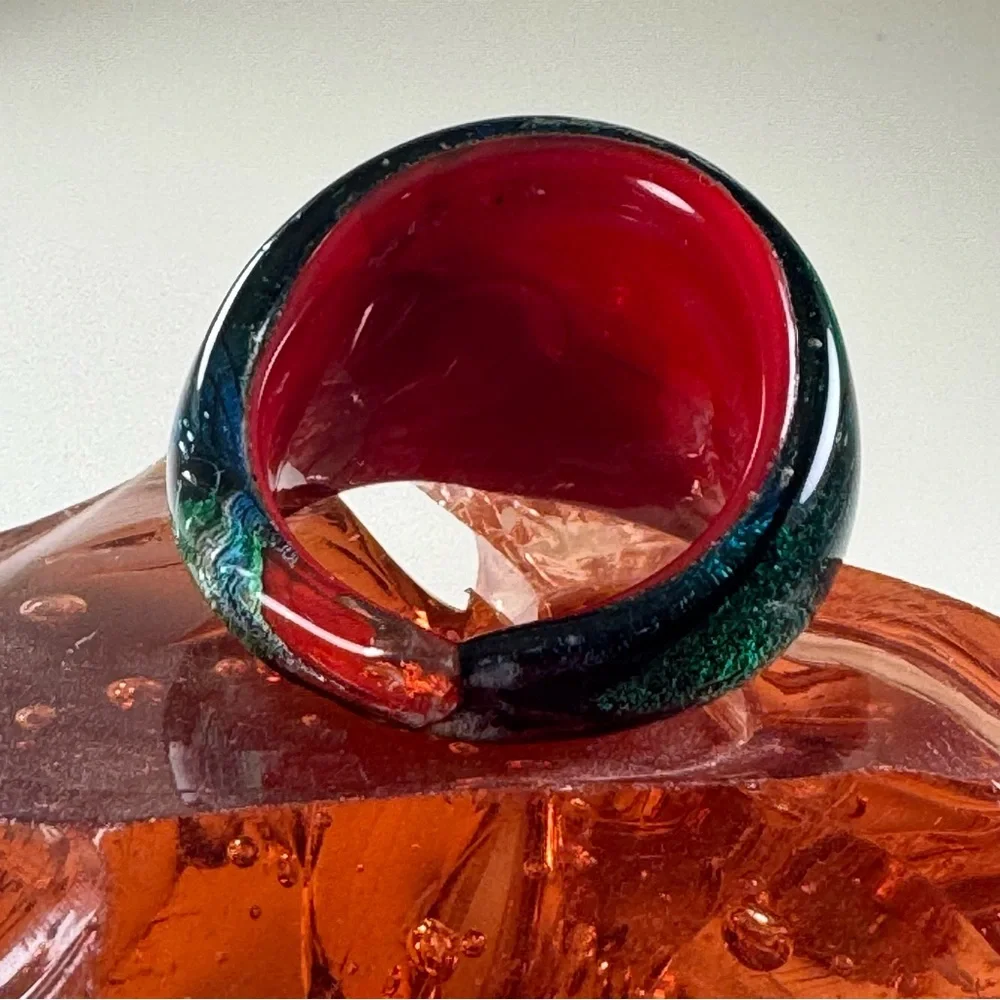 Colorful Glass Murano like Ring size 8